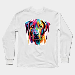 Dog Head Dripping Rainbow Graffiti Long Sleeve T-Shirt